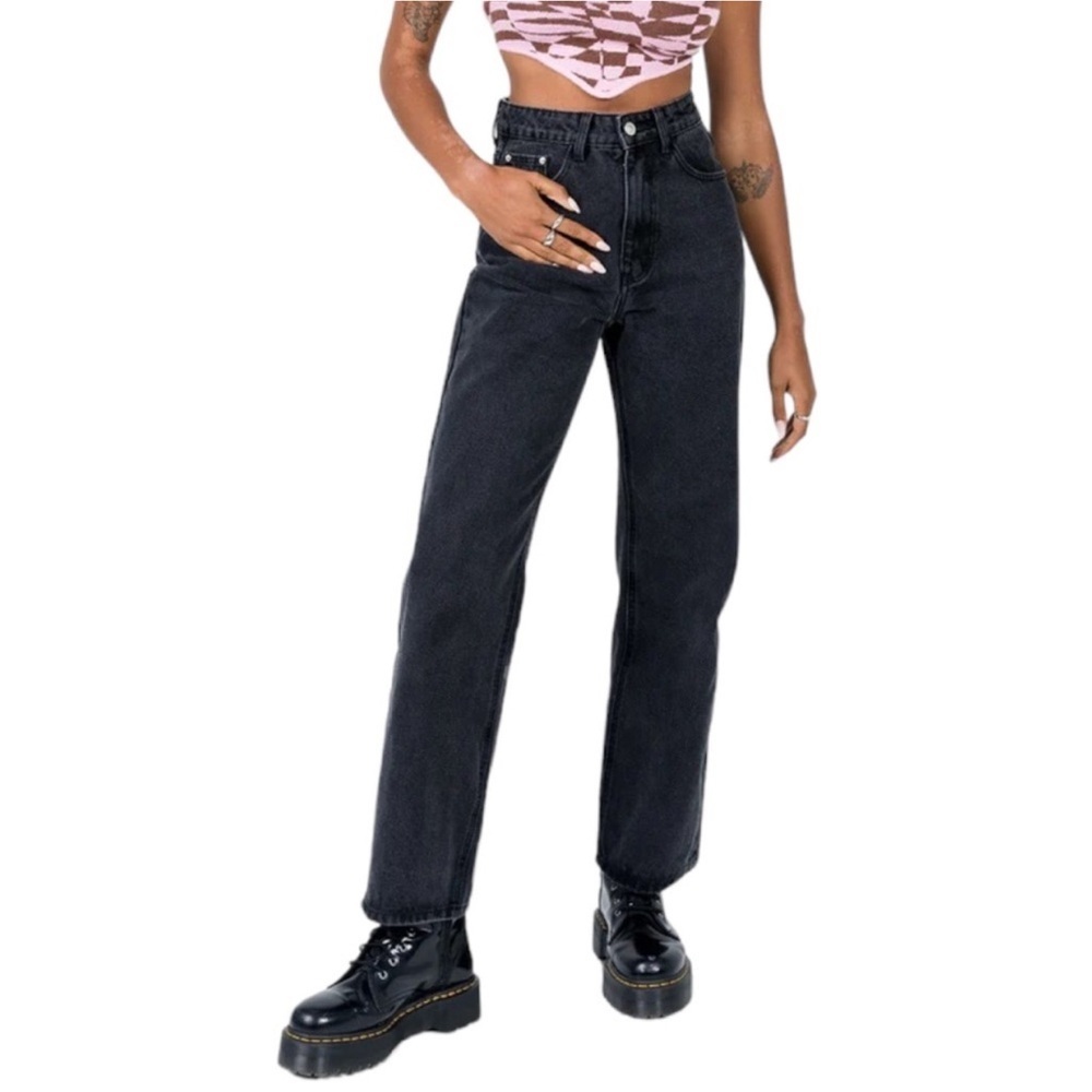 Princess Polly Henley High Rise Denim - Black​​